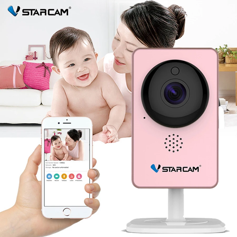 

VStarcam C60S WiFi Mini Camera Panoramic Infrared Night Vision Wireless Motion Alarm Video Monitor IP Camera Pink