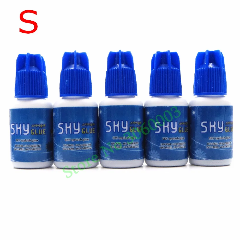 

Sky Glue S Blue Cap for eyelash extensions 5 bottles 1-2s fastest drying 5ml Eyelash Glue free shipping