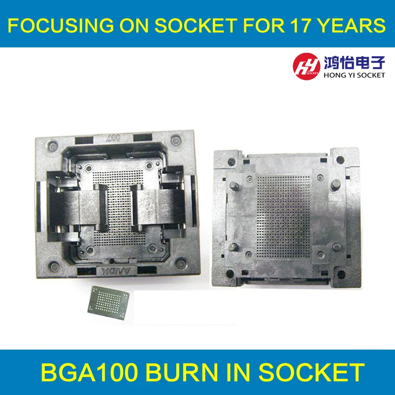 

BGA100-1.0 OPEN TOP Burn in socket pin pitch 1.0mm IC size 14*18mm 12*18mm BGA100-1.0 BGA100 VFBGA100 burn in socket