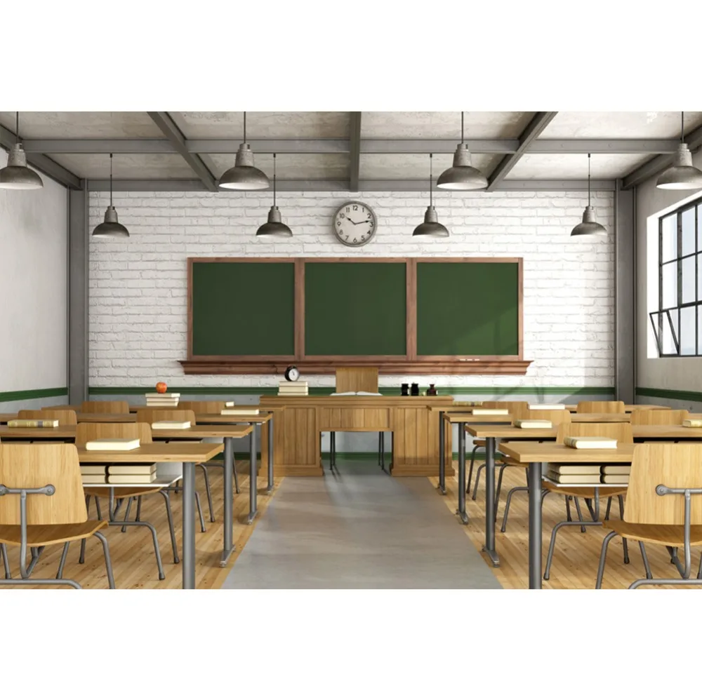 Laeacco Student Desk Chair Blackboard School Study Baby ...
