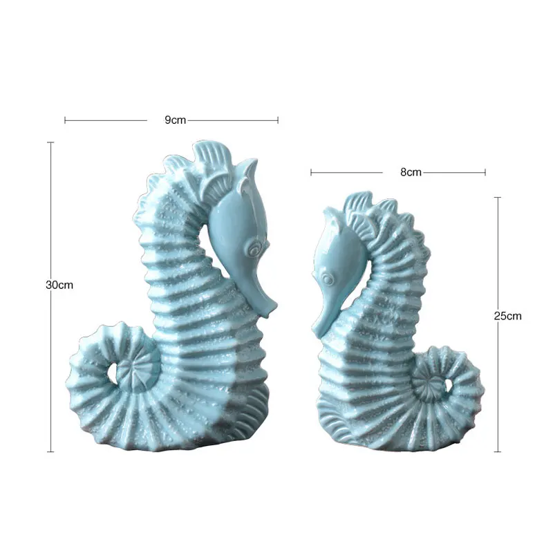 Средиземноморский большой синий гиппокамп керамическая фигурка украшения для дома ручной работы морской конек украшение для стола новоселье подарки