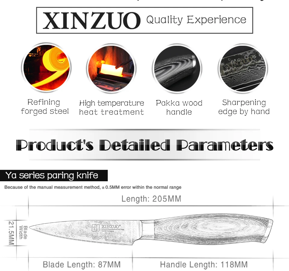 XINZUO 5 шт. набор кухонных ножей японский VG10 дамасский нож из нержавеющей стали нож шеф-повара острый нож с деревянной ручкой Pakka