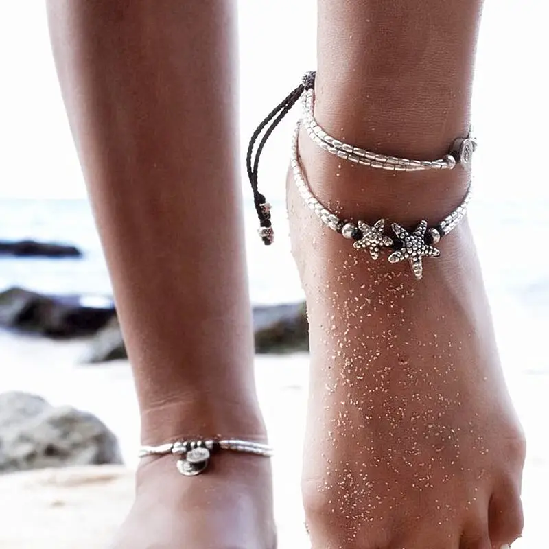 Женский винтажный браслет на щиколотку Starfish летние украшения для ног Будды
