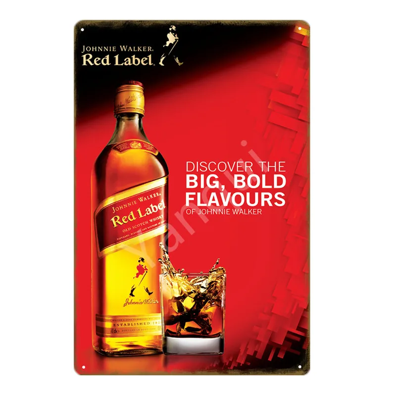 Металлические жестяные знаки Johnnie Walker для виски пива красная синяя золотая