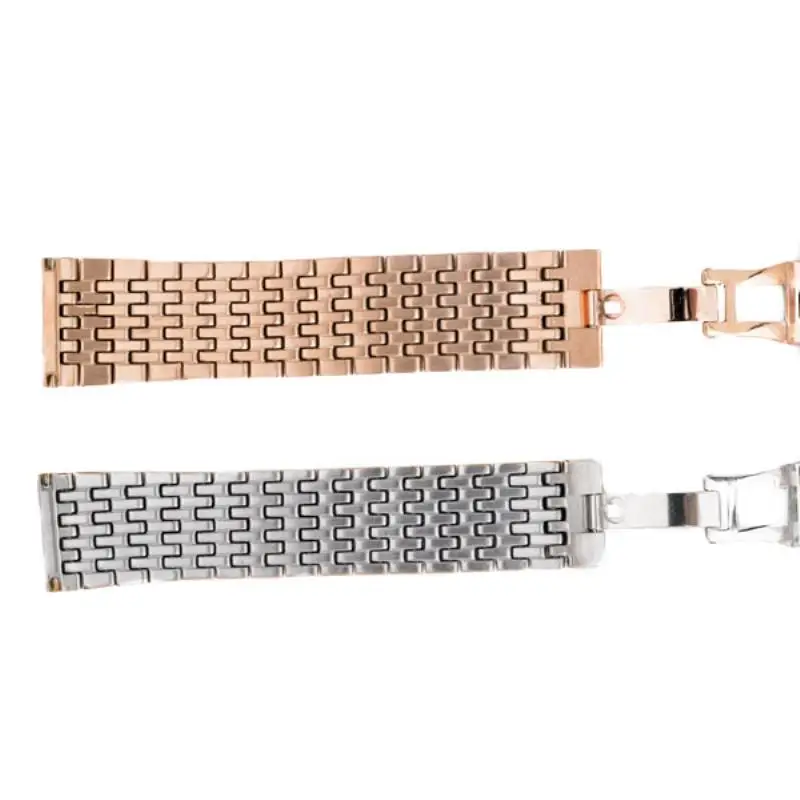 20 22mm Stainless Steel Wrist Watch Band Strap Silver Rose Gold Double Butterfly Clasp Buckle Bracelet For Men Women Relojes