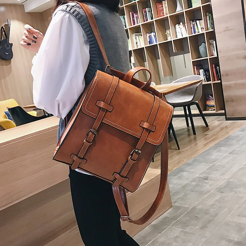 Feminina de Ombro de Couro para Escola para Meninas Mochila Adolescentes 14 Bolsas e Malas