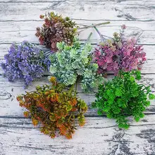 7 tenedores 28 cabezas rama plantas suculentas hojas artificiales de otoño Flores DIY Artificial boda planta de decoración Flores falsas