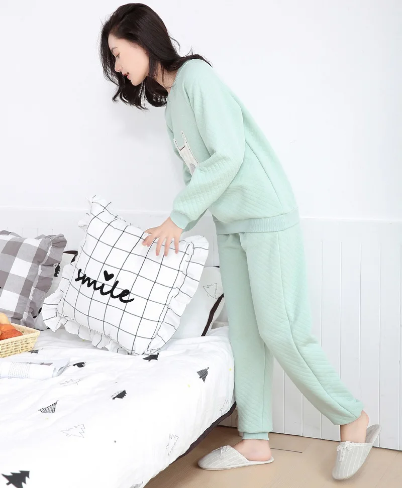 thick cotton winter pajamas sets pullover (8)