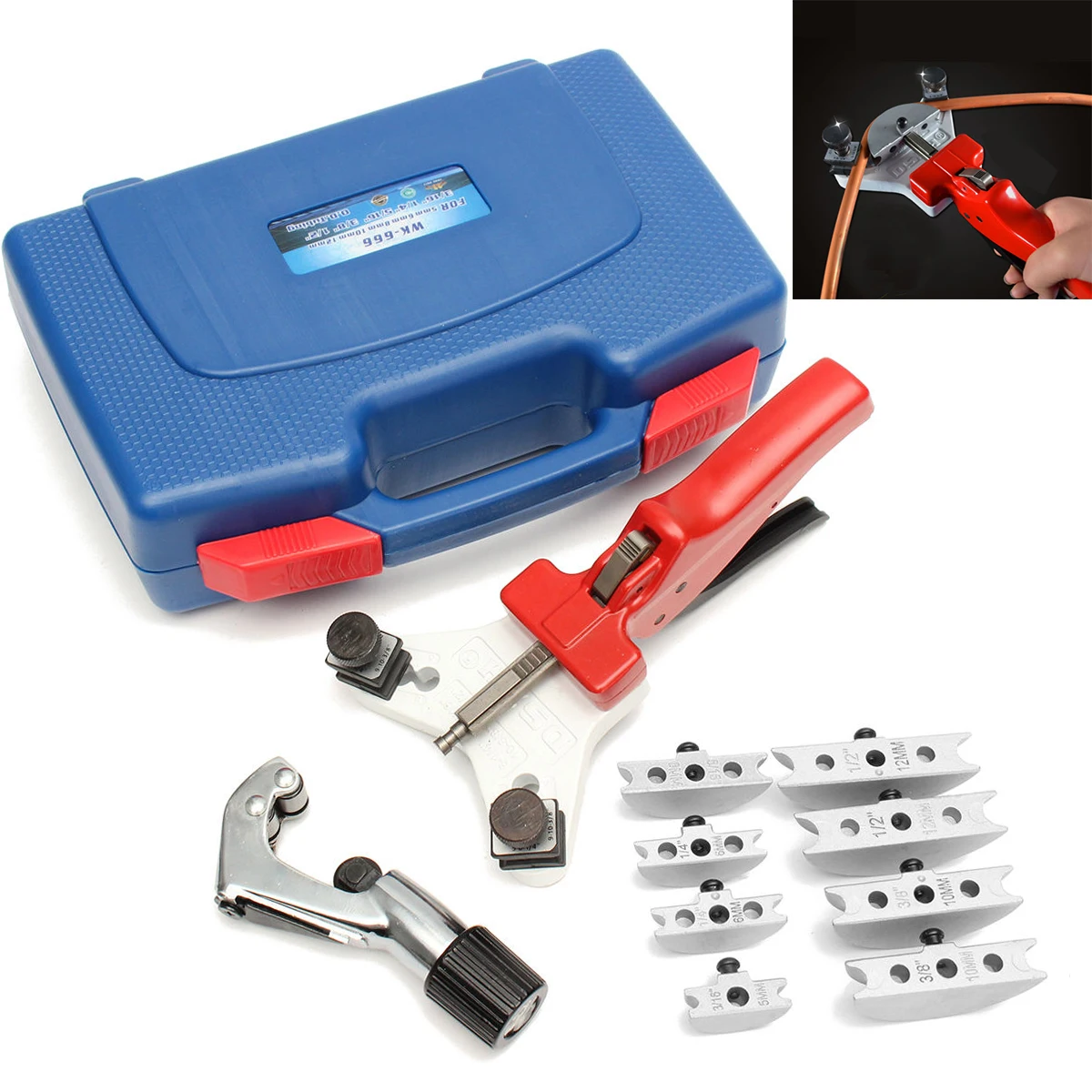 

1 Set Heavy Duty Tube Bender Manual Steel Copper Pipe Bending Tool with Tube Cutter 5-12mm Mayitr