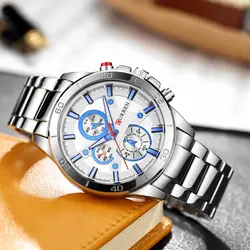 CURREN 2018 Модные кварцевые мужские часы светящиеся часы из нержавеющей стали мужские водонепроницаемые бизнес Chrono наручные часы