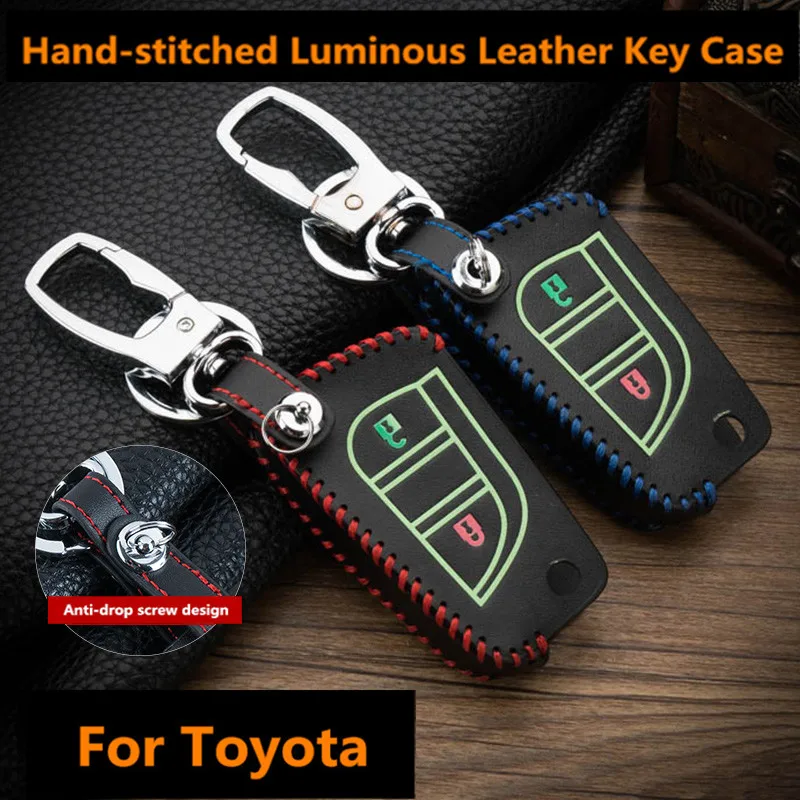 

Luminous For Toyota Auto Car Key Case Leather Key Cover For Toyota Yaris Camry Highlander Corolla Prado REIZ Crown RAV Key Coldr