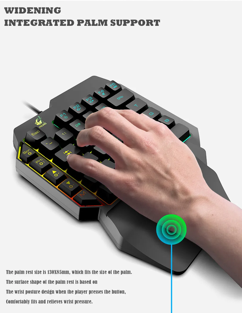 OMESHIN эргономичная многоцветная игровая клавиатура с подсветкой со светодиодный 39 клавишами мембранная клавиатура с одной рукой комплект для домашнего офиса 18A