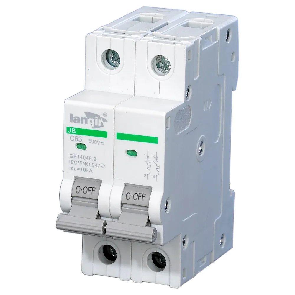 

LANGIR 500VDC 2P Solar Photovoltaic Din Rail Non Polarized DC Circuit Breaker