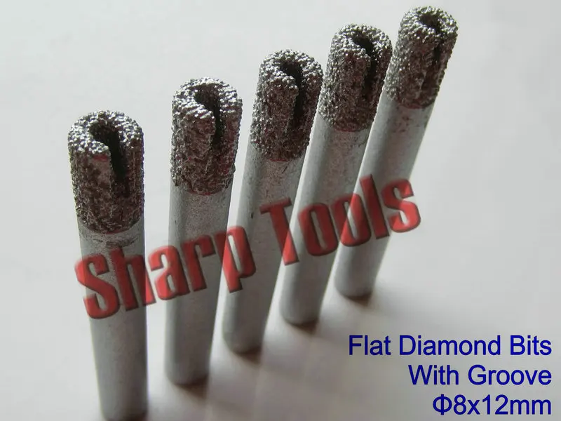 

SHK-8mm (with Slot) Flat Bottom Diamond CNC Milling Cutter Tool for Marble Tile Stone Cutting Tools, 5pcs Roughing End Mill Set