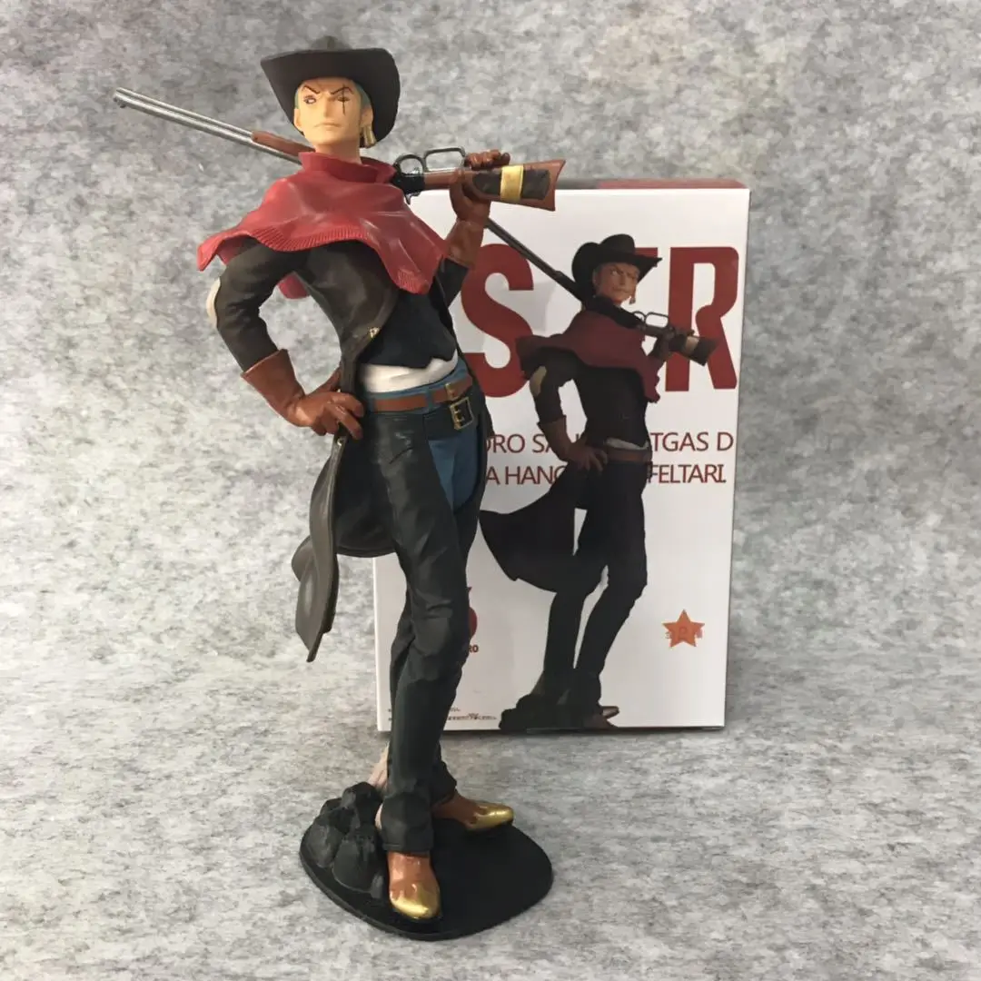 

Anime Figure One Piece Statue Luffy's The Straw Hat Pirates Roronoa Zoro Cowboy with Gun TREASURE CRUISE 06 Figure Figurine Toys