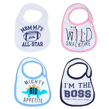 

4pcs/lot Newborn Baby Bibs Cotton Baby Aprons Bib Infant Saliva Towels Cute Cartoon Animal Letters Baby Bib