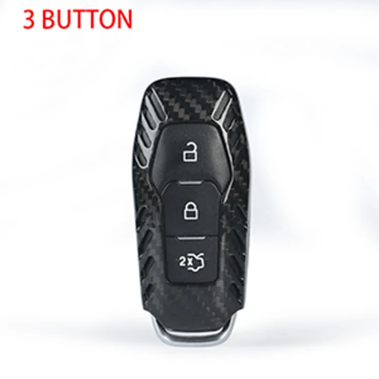 Углеродное волокно ключ оболочки автомобильный брелок дистанционного управления с ключом держатель Чехол чехол для Ford Mondeo MK5 Fusion Focus Edge Explorer F150 3 и 4 кнопки - Название цвета: 3 button black