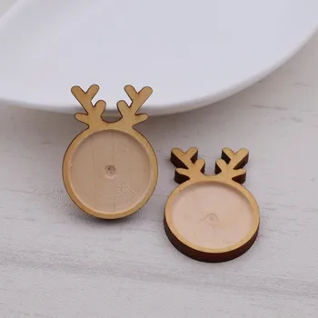 

10X Antler wood material 24mm Cameo Cabochon Setting Base wood frame Pendants for silicone mold Jewelry Making DIY Craft materia