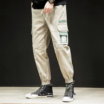 

2019 New Fashion Tide Brand Cargo Pants Men Black Khaki Muti Pockets Hip Hop Pants Men High Street Dark Souls Rock Trousers Men