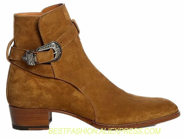 

Handmade New Buckle Kanye West Boots Chelsea Shoes High Leather Martin Boots Casual Men Shoes