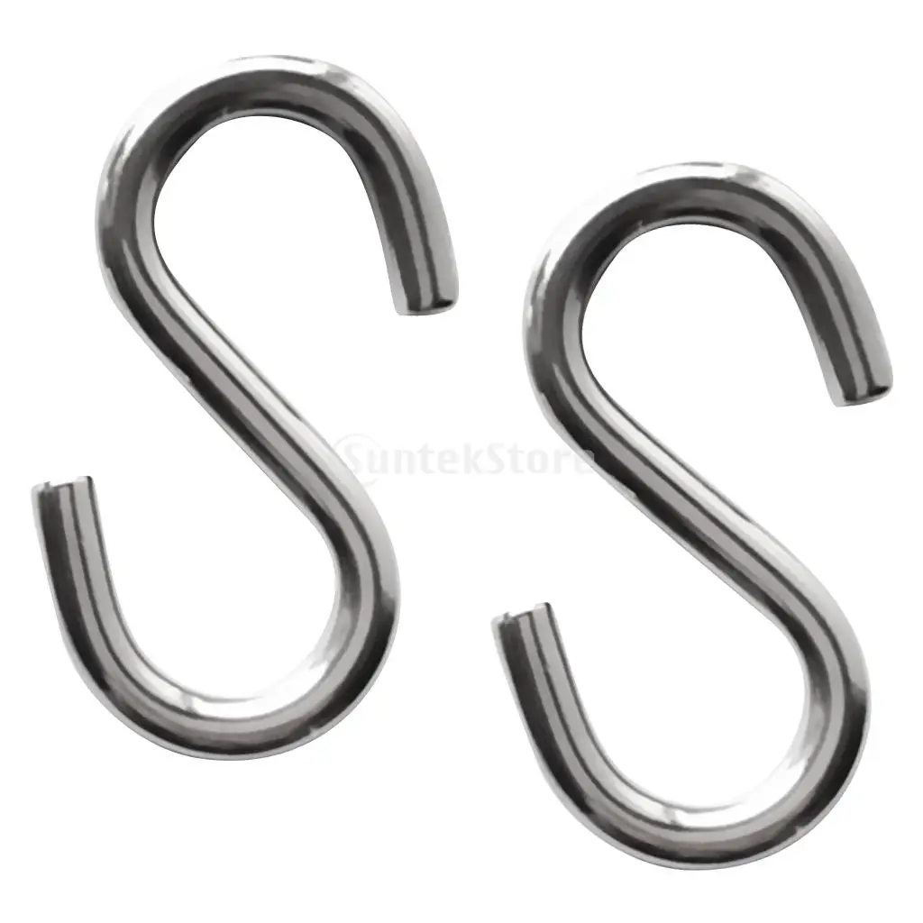 2Pcs 60x6mm Heavy Duty 316 Stainless Steel S Hook Symmetric Clasp