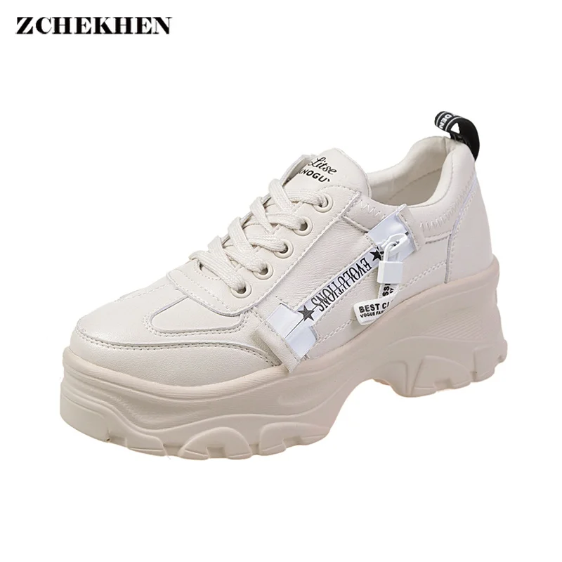 

New 2019 Spring Fashion Women Casual Shoes Pu Leather Platform Shoes Sneakers Ladies White Trainers Zapatos De Mujer