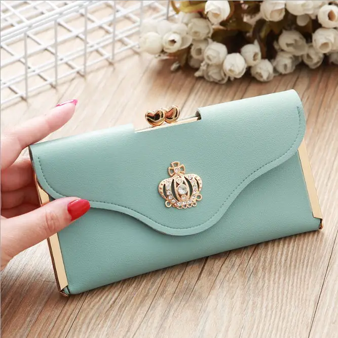 Женский кошелек в Корейском стиле длинная модная сумочка с инкрустированной