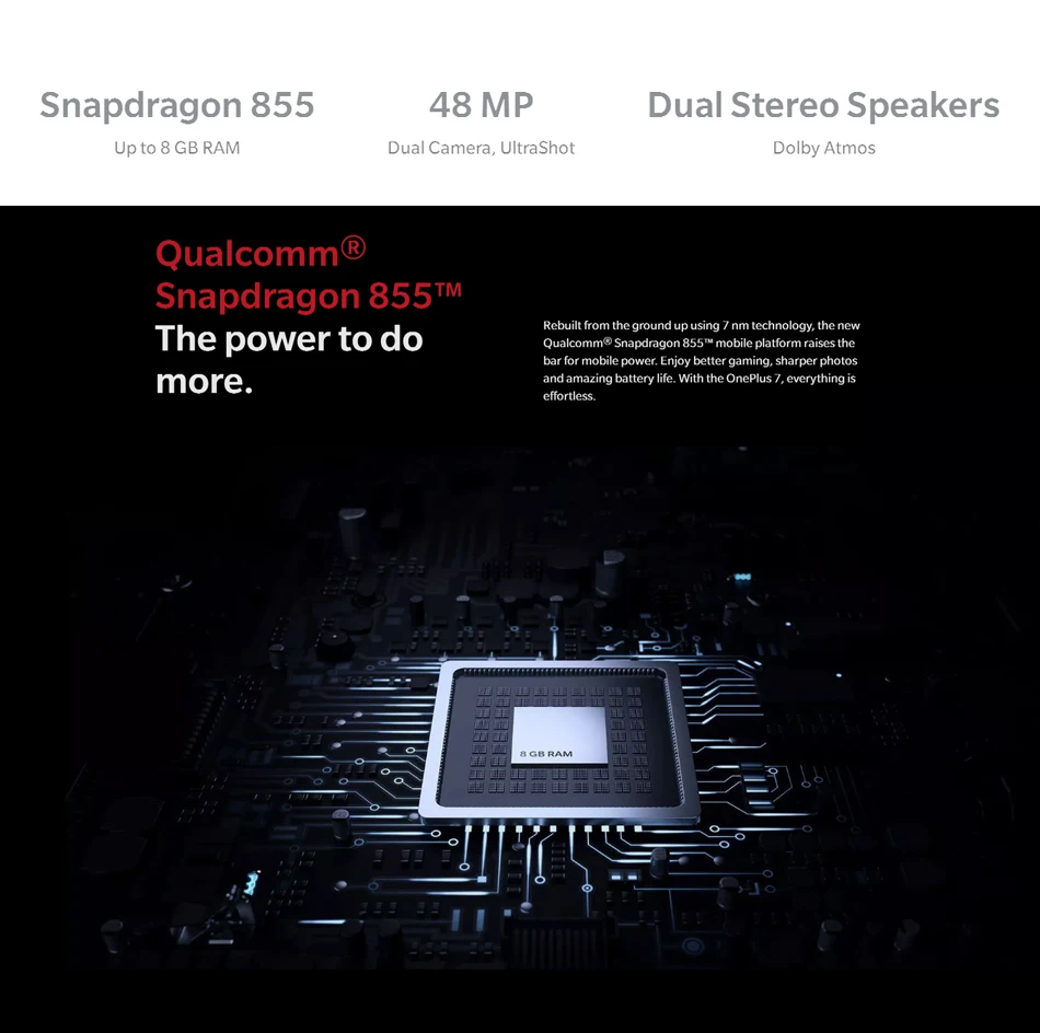 Глобальная ПЗУ Oneplus 7 Смартфон Snapdragon 855 6,4" 48MP разблокировка экрана мобильного телефона