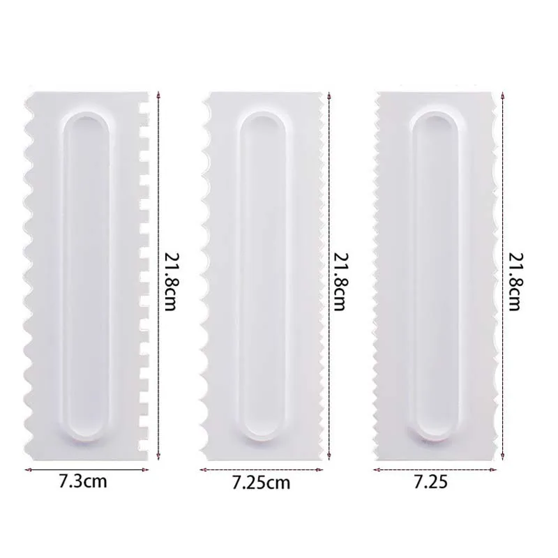 Новинка, 3 шт./набор, пластиковые лопатки для скребка для торта, шпатель для помадки, шпатель для торта, гладкий полировщик, инструменты для выпечки и кондитерских изделий, ГРЕБЕНКА для глазури, скребок