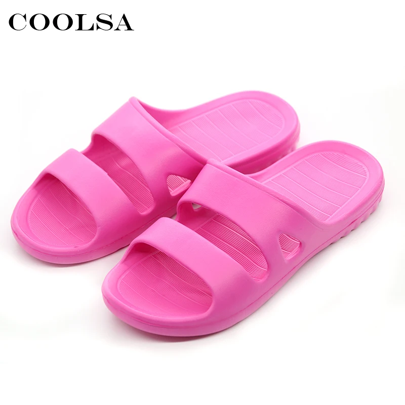 

Coolsa New Summer Women's Indoor Slippers EVA Basic Jelly Solid Flat Soft Slides Female Bathroom Flip Flops Causal Beach Sandals