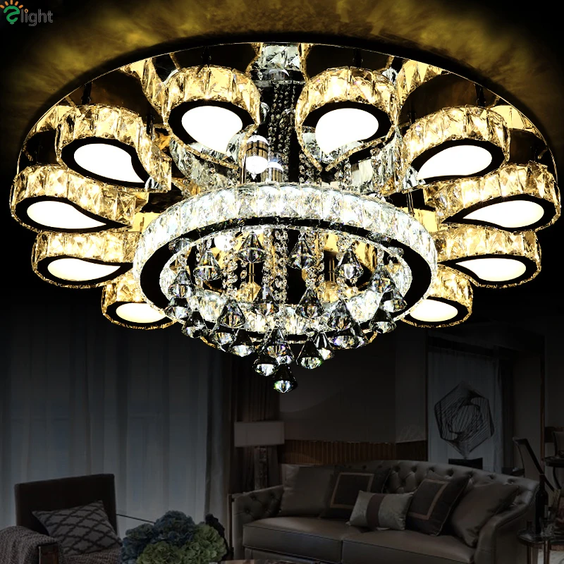 

Modern Lustre Crystal Led Chandeliers Lighting Dining/Living Room Chrome Steel Dimmable Led Ceiling Chandelier Lights Fixtures