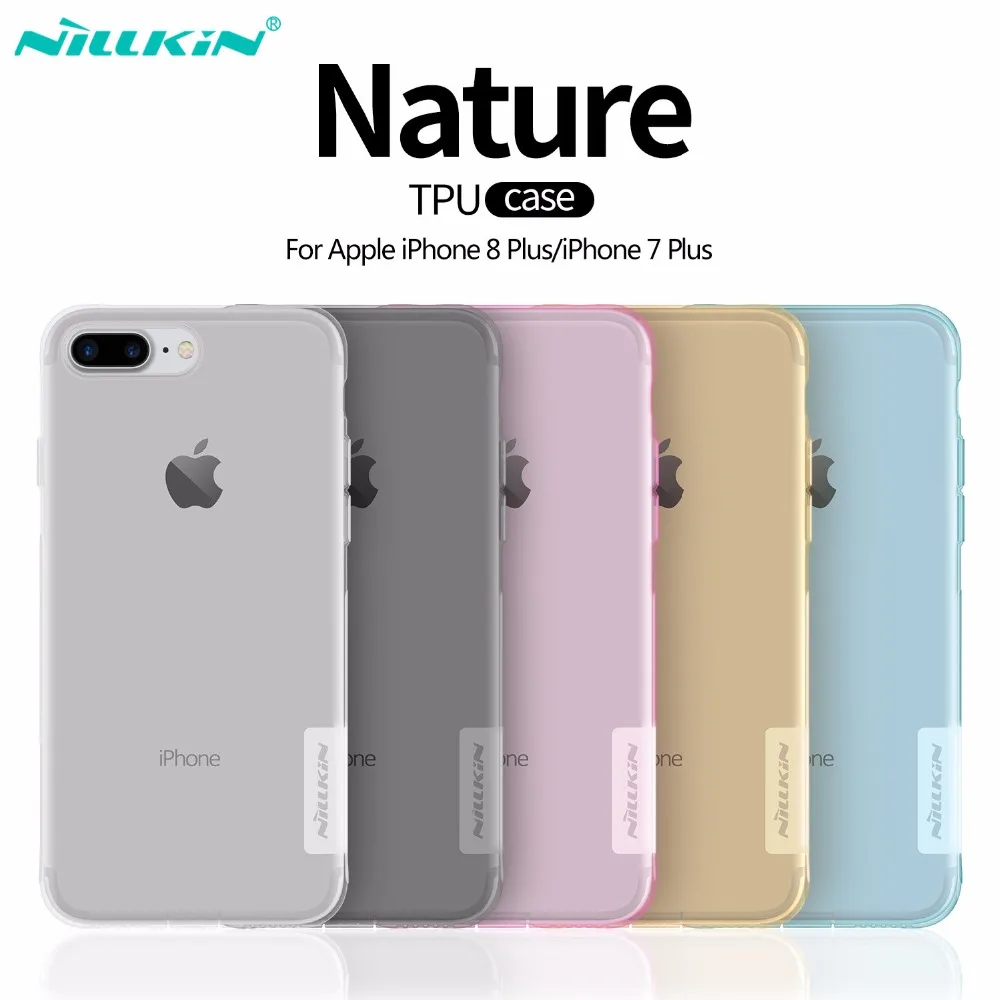 NILLKIN For iPhone 7 8 Plus Case Soft TPU Silicone Transparent Clear Apple iPhone7 iPhone8 Back Cover + Dust Plug |