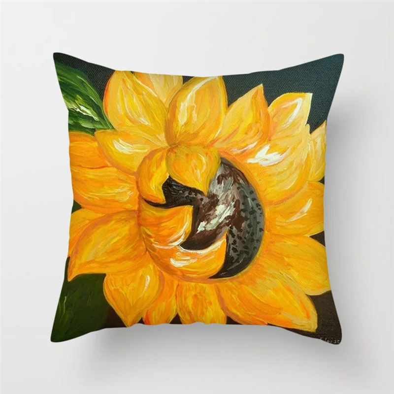 Fuwatacchi Pink Rose Chrysanthemum Cushion Cover Flower Blooming Pillow Cover for Home Chair Sofa Decorative Pillows 45*45cm
