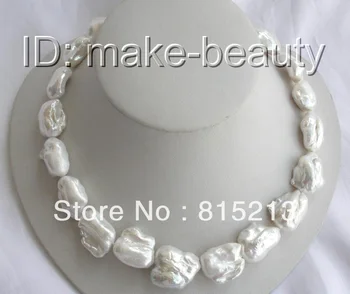 

ddh00324 stunning big 22mm baroque white keshi reborn freshwater cultured pearl necklace