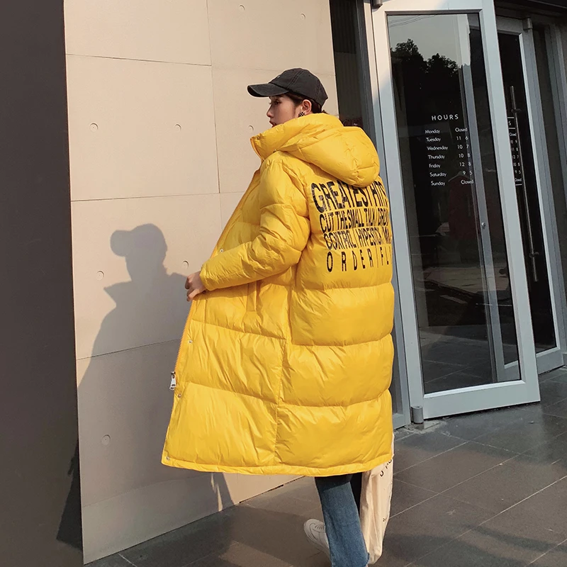 Стеганые пальто, зимняя куртка, женская одежда размера плюс, верхняя одежда с хлопковой подкладкой, длинная парка с капюшоном на молнии, теплая, Okd540 - Цвет: Yellow