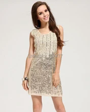 Summer New Fashion Women Party Dresses Handed Sequins Woman Club Mini Shining Dress Slim Sleeveless Tank