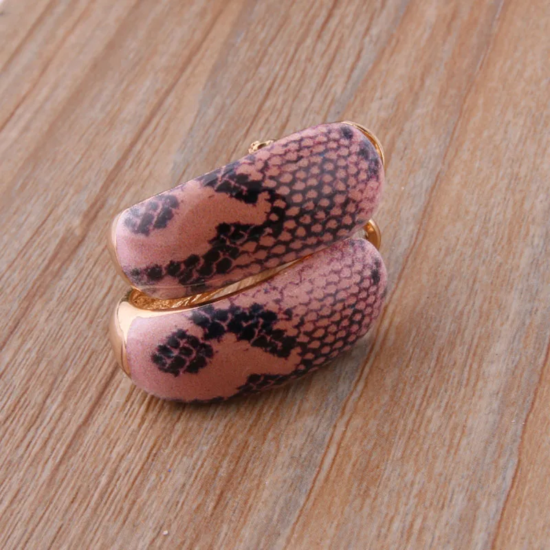 NeeFu WoFu печати серьги красный со змеиным принтом серьги для женщины металлические кольца уха большой wholesal Brinco аксессуары Oorbellen - Окраска металла: Snake pink