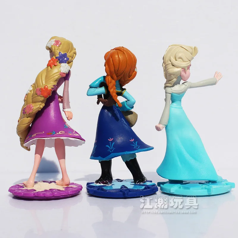 Frozen Figures 3Pcs/Lott 10CM Princess Elsa Anna Rapunzel Action Figure PVC Toy Collectible Decoration Best Birthday Gift Kids