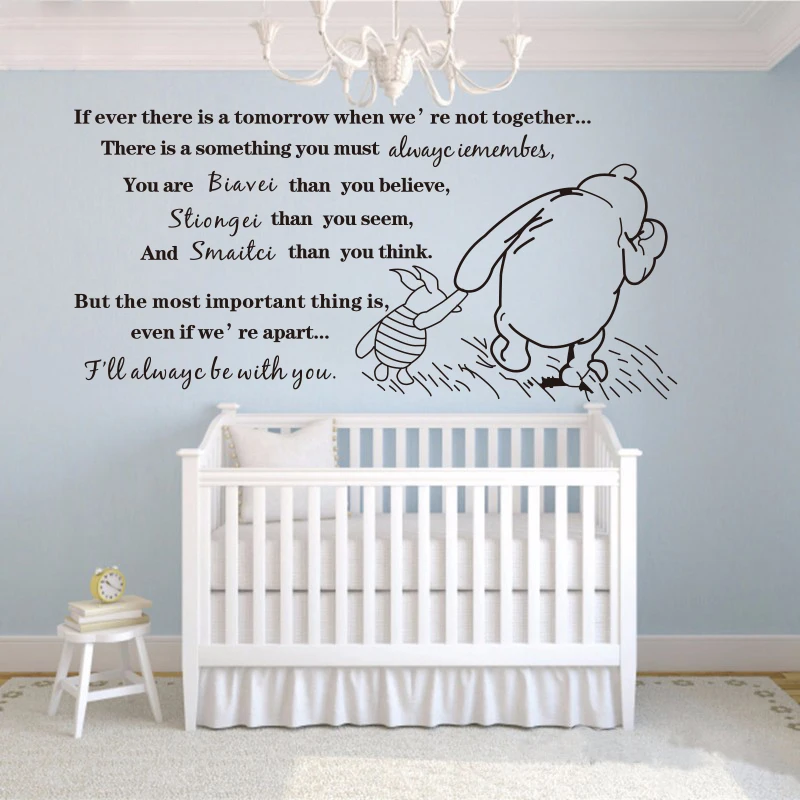 

Creative DIY Winnie the Pooh If Ever There Is A Tomorrow Baby Quote Wall Decal Nursery Wall Stickers home decoration #T103