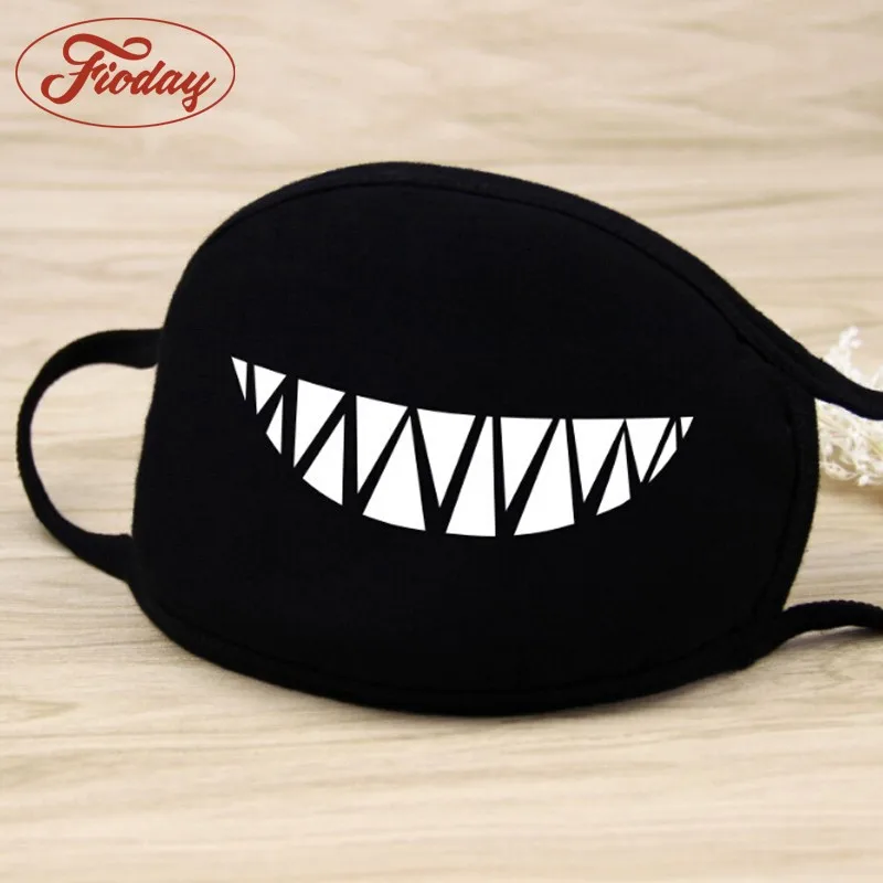 Fashion Unisex Cartoon Pattern Black Cotton Face Mask Cute 3D Print Half Face Mouth Muffle Masks Outdoor Cycling Mask A12D15