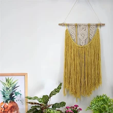 Bohemian Fringed Edge Macrame Tapestry Hippie Wedding Backdrop Handmade Hanging Tapestry Wall Mural Art Nordic Scandinavian