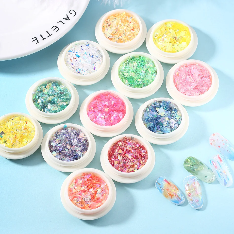 

ROHWXY 1 Box Nail Decoration Glitter Flakes Nail Accessories Nail Art Design Sparkly Irregular Colorful Sequins Polish Manicure