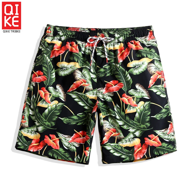 

Men's swimwear sweat liner boardshorts praia flowers swimsuits men plavky bathing suits beach surfwear mens water sports