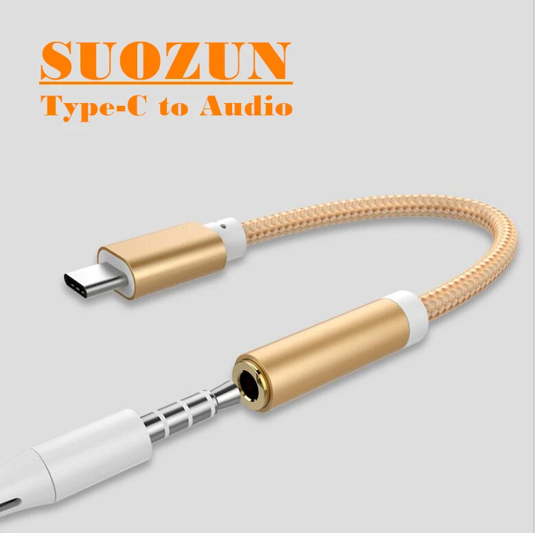 

SUOZUN Type C to 3.5 Earphone Adapter USB 3.1 Type-C USB-C male 3.5mm AUX Audio Jack Cable Converter Headphone Headset