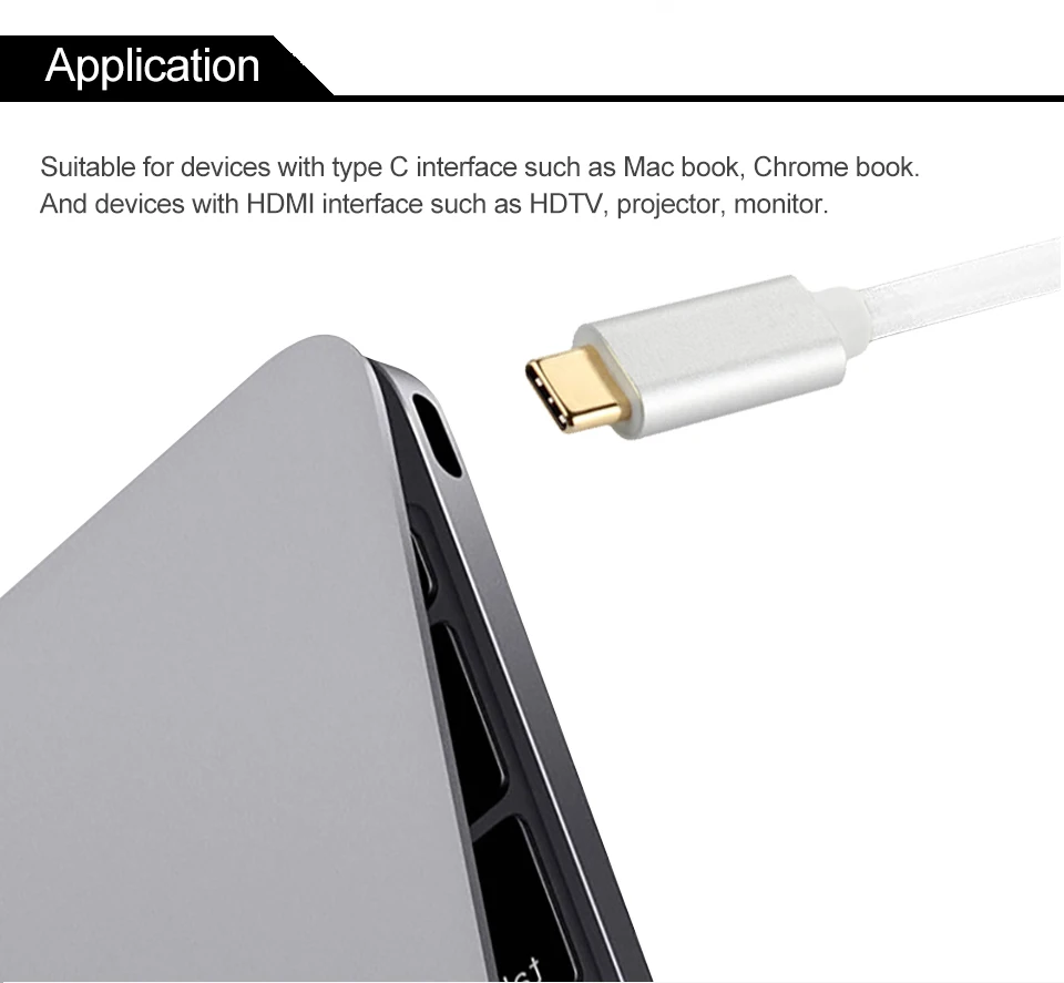 Type-C к HDMI Кабель-адаптер папа-мама(Thunderbolt3 совместимый) к HDMI USB 3,1 алюминиевый тип C для MacBook Chromebook