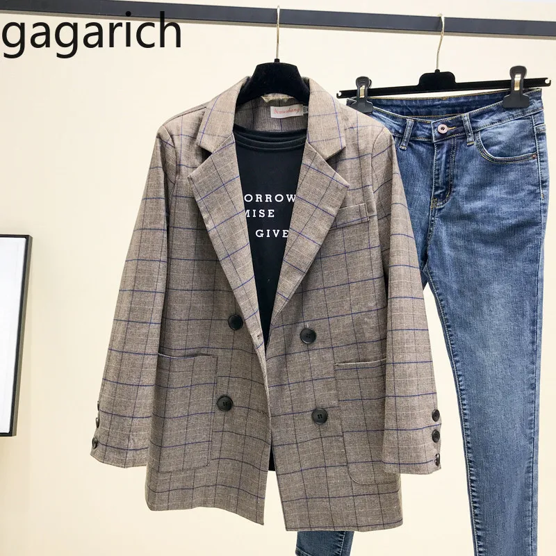 

Gagarich Women Blazer 2019 Plaid Suit Female Loose Korean Version 2019 Spring Autumn New Harajuku Style Chic Blazers Mujer