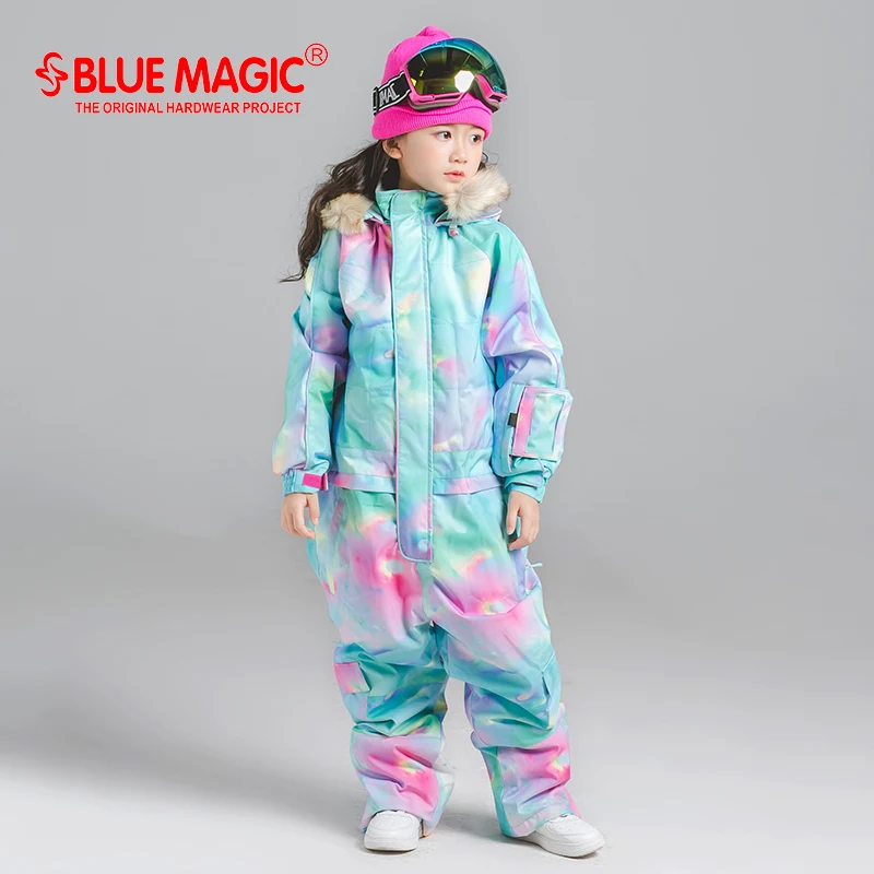 19 trajes de esquí de bluemagic para niños a prueba de agua al aire libre mono niñas snowboard chaqueta impermeable esquí general-30 grados