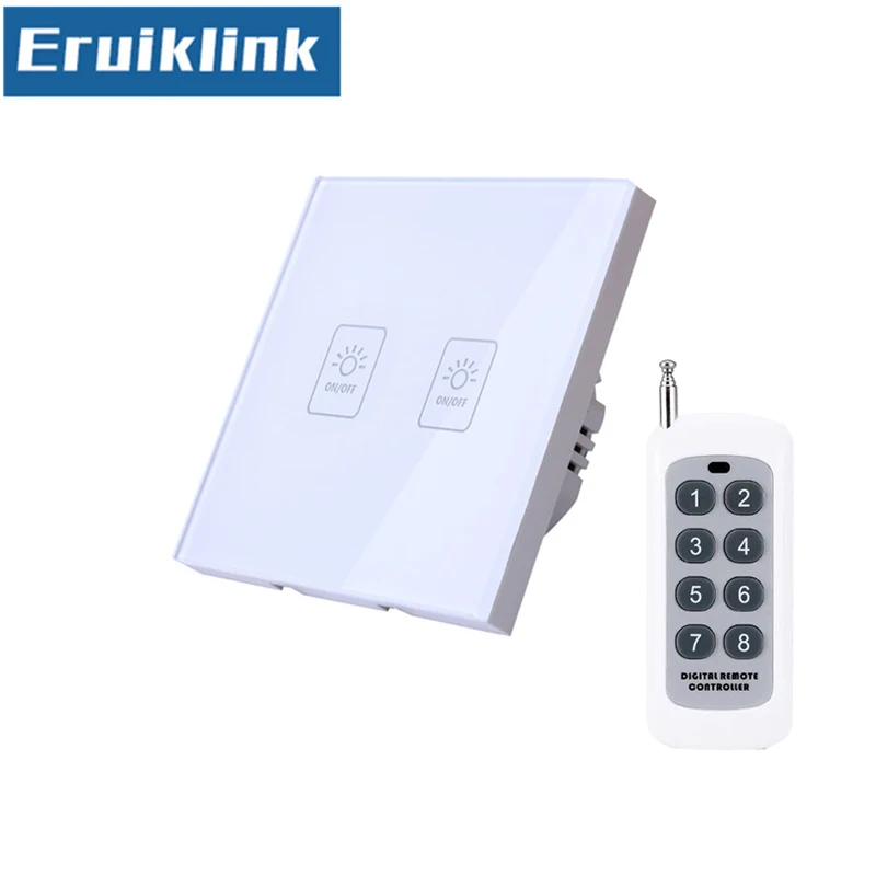 

EU/UK Standard 1/2/3 Gang 1 Way Wireless Remote Control Light Switch,RF433 Remote Control Wall Touch Switch 220V for Smart Home