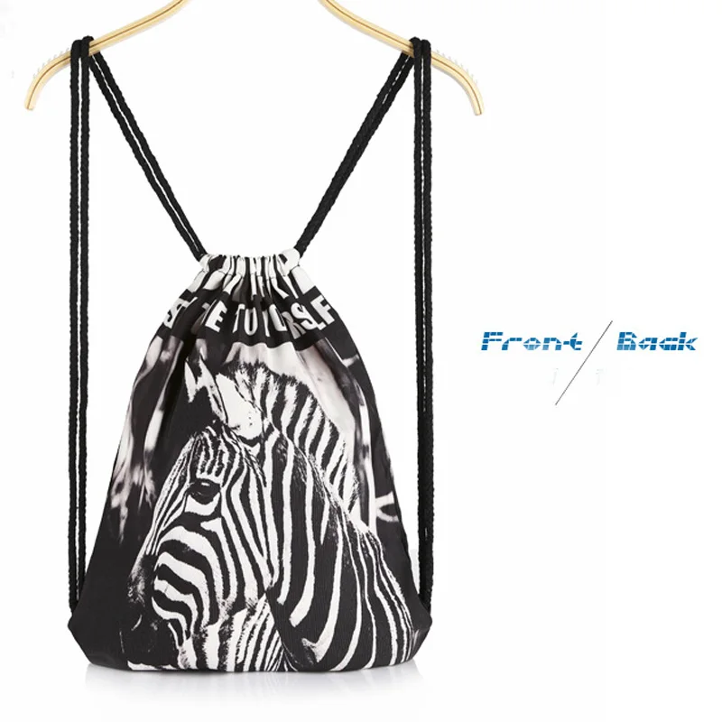 37cmX46cm,FJWSW Drawstring Backpacks Zebra Stripes Print Fashion Travel