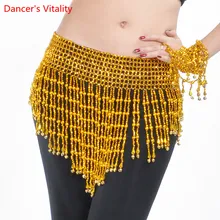 Женщин, танцующих бедра шарф щетка для одежды живота с эластичным поясом с золотыми / серебряными предметами